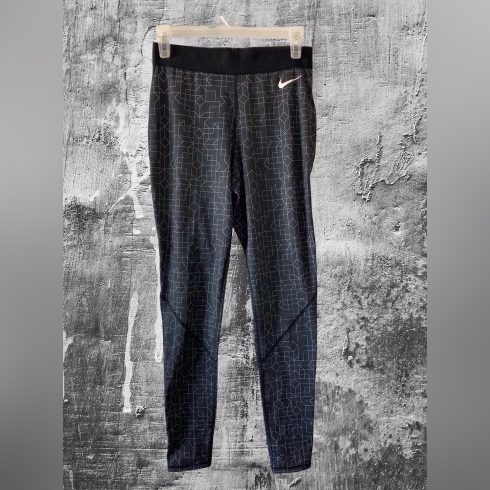 Nike Pro Compression Leggings Size M Geometric Print Black Gray